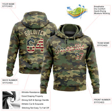 Загрузить изображение в средство просмотра галереи, Custom Stitched Camo Vintage USA Flag-Cream Sports Pullover Sweatshirt Salute To Service Hoodie