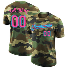 Загрузить изображение в средство просмотра галереи, Custom Camo Pink Black-Sky Blue Performance Salute To Service T-Shirt
