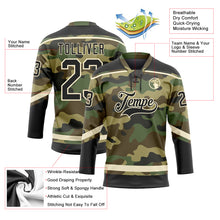 Charger l'image dans la galerie, Custom Camo Black-Cream Salute To Service Hockey Lace Neck Jersey