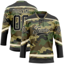 Charger l'image dans la galerie, Custom Camo Black-Cream Salute To Service Hockey Lace Neck Jersey