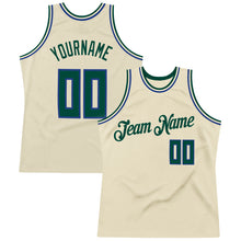 Laden Sie das Bild in den Galerie-Viewer, Custom Cream Hunter Green-Royal Authentic Throwback Basketball Jersey