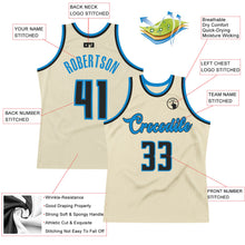 Загрузить изображение в средство просмотра галереи, Custom Cream Black-Blue Authentic Throwback Basketball Jersey