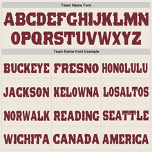 Load image into Gallery viewer, Custom Cream Burgundy Mesh Authentic Football Jersey