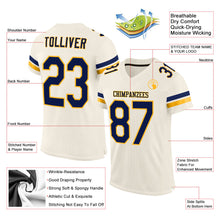 Загрузить изображение в средство просмотра галереи, Custom Cream Navy-Gold Mesh Authentic Football Jersey
