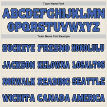 Laden Sie das Bild in den Galerie-Viewer, Custom Cream Blue-Black Mesh Authentic Football Jersey