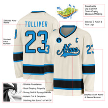 Загрузить изображение в средство просмотра галереи, Custom Cream Blue-Black Hockey Jersey