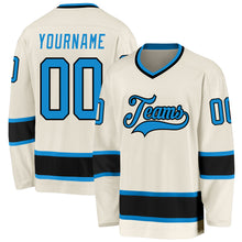 Загрузить изображение в средство просмотра галереи, Custom Cream Blue-Black Hockey Jersey