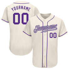 Load image into Gallery viewer, Custom Cream Purple-Gray Authentic Baseball Jersey