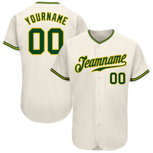 Load image into Gallery viewer, Custom Cream Green-Gold Authentic Baseball Jersey