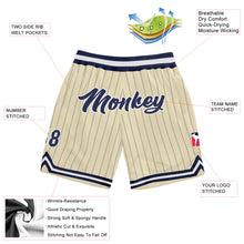 Загрузить изображение в средство просмотра галереи, Custom Cream Navy Pinstripe Navy-White Authentic Basketball Shorts