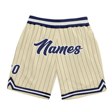 Загрузить изображение в средство просмотра галереи, Custom Cream Navy Pinstripe Navy-White Authentic Basketball Shorts