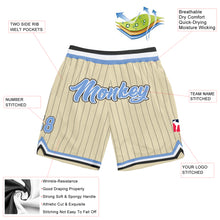 Загрузить изображение в средство просмотра галереи, Custom Cream Black Pinstripe Light Blue-White Authentic Basketball Shorts