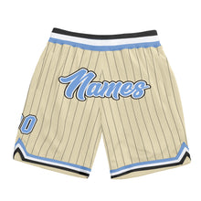 Загрузить изображение в средство просмотра галереи, Custom Cream Black Pinstripe Light Blue-White Authentic Basketball Shorts