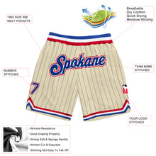 Загрузить изображение в средство просмотра галереи, Custom Cream Royal Pinstripe Royal-Red Authentic Basketball Shorts