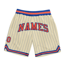 Загрузить изображение в средство просмотра галереи, Custom Cream Royal Pinstripe Orange-Royal Authentic Basketball Shorts