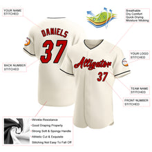 Load image into Gallery viewer, Custom Cream Red-Black Authentic Baseball Jersey