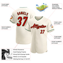 Load image into Gallery viewer, Custom Cream Red-Green Authentic Baseball Jersey