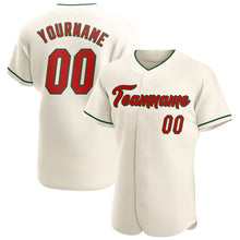 Load image into Gallery viewer, Custom Cream Red-Green Authentic Baseball Jersey