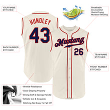 Load image into Gallery viewer, Custom Cream Navy-Red Authentic Sleeveless Baseball Jersey