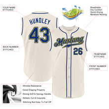 Load image into Gallery viewer, Custom Cream Royal-Gold Authentic Sleeveless Baseball Jersey