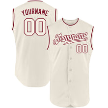 Load image into Gallery viewer, Custom Cream Cream-Crimson Authentic Sleeveless Baseball Jersey