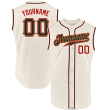 Charger l'image dans la galerie, Custom Cream Black-Red Authentic Sleeveless Baseball Jersey