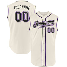Charger l'image dans la galerie, Custom Cream Black-Purple Authentic Sleeveless Baseball Jersey