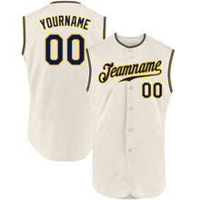 Load image into Gallery viewer, Custom Cream Navy-Gold Authentic Sleeveless Baseball Jersey
