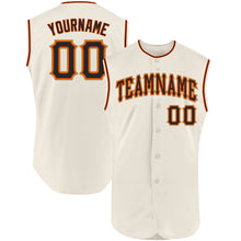 Загрузить изображение в средство просмотра галереи, Custom Cream Black-Orange Authentic Sleeveless Baseball Jersey