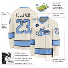 Загрузить изображение в средство просмотра галереи, Custom Cream Light Blue-Steel Gray Hockey Jersey