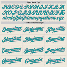 Load image into Gallery viewer, Custom Cream Teal Pinstripe Teal-Gray Authentic Baseball Jersey