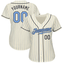 Загрузить изображение в средство просмотра галереи, Custom Cream Light Blue Pinstripe Light Blue-Steel Gray Authentic Father's Day Baseball Jersey