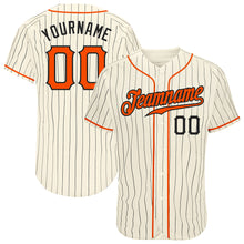 Charger l'image dans la galerie, Custom Cream Black Pinstripe Orange-Black Authentic Baseball Jersey