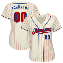 Загрузить изображение в средство просмотра галереи, Custom Cream Red Pinstripe Red-Royal Authentic Baseball Jersey