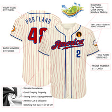 Загрузить изображение в средство просмотра галереи, Custom Cream Red Pinstripe Red-Royal Authentic Baseball Jersey