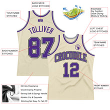 Загрузить изображение в средство просмотра галереи, Custom Cream Purple-Gray Authentic Throwback Basketball Jersey