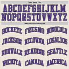 Загрузить изображение в средство просмотра галереи, Custom Cream Purple-Gray Authentic Throwback Basketball Jersey