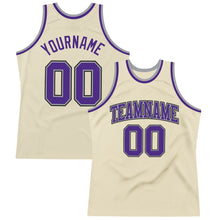 Загрузить изображение в средство просмотра галереи, Custom Cream Purple-Gray Authentic Throwback Basketball Jersey