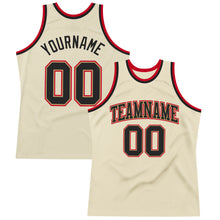 Загрузить изображение в средство просмотра галереи, Custom Cream Black-Red Authentic Throwback Basketball Jersey