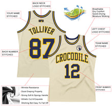 Загрузить изображение в средство просмотра галереи, Custom Cream Navy-Gold Authentic Throwback Basketball Jersey