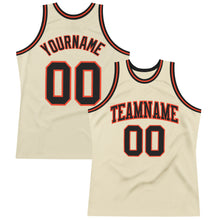 Загрузить изображение в средство просмотра галереи, Custom Cream Black-Orange Authentic Throwback Basketball Jersey