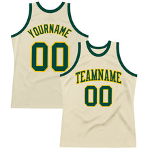 Загрузить изображение в средство просмотра галереи, Custom Cream Green-Gold Authentic Throwback Basketball Jersey