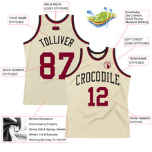 Загрузить изображение в средство просмотра галереи, Custom Cream Maroon-Black Authentic Throwback Basketball Jersey