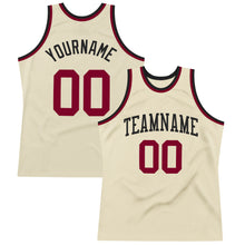 Загрузить изображение в средство просмотра галереи, Custom Cream Maroon-Black Authentic Throwback Basketball Jersey