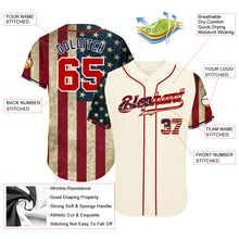 Load image into Gallery viewer, Custom Cream Red-Navy 3D American Flag Authentic Baseball Jersey