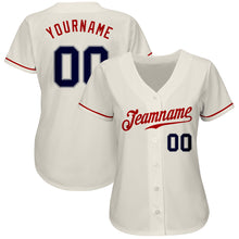 Load image into Gallery viewer, Custom Cream Navy-Red Authentic Baseball Jersey