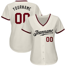 Загрузить изображение в средство просмотра галереи, Custom Cream Crimson-Black Authentic Baseball Jersey