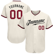 Загрузить изображение в средство просмотра галереи, Custom Cream Crimson-Black Authentic Baseball Jersey
