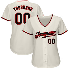 Laden Sie das Bild in den Galerie-Viewer, Custom Cream Black-Red Authentic Baseball Jersey