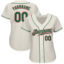Charger l'image dans la galerie, Custom Cream Kelly Green-Red Authentic Baseball Jersey